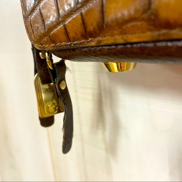 GILI Brown Italian Croc Alligator Leather Micro Crossbody Bag G.I.L.I. - Picture 7 of 7
